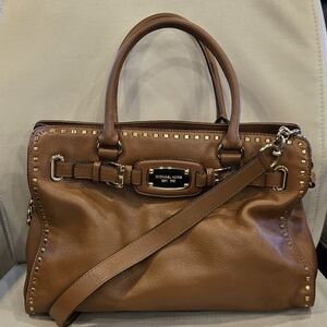 Michael Kors Tan Leather Satchel with Gold Accents